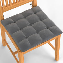 Square Chair Pads Cushion, For Comfortable Sitting, Grey Color - 40 X 40 Cm | Seat Cushions With Ties For Sitting, Pooja, Dining & Office Table | Furniture Cushion, Washable - Pack Of 1