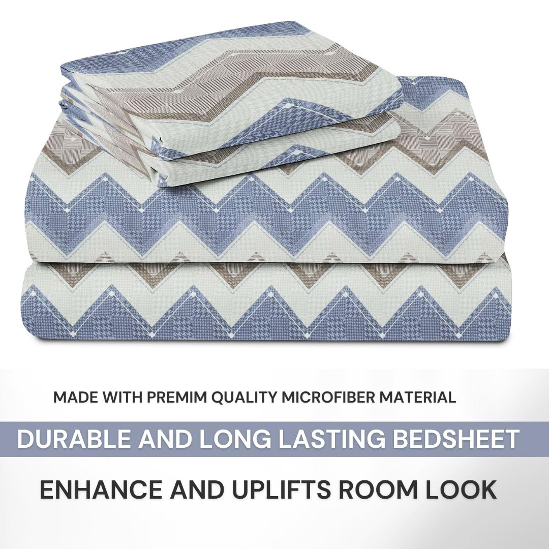 100% Cotton Double Bed Bedsheet Set With 2 Pillow Covers - 90 X 90 Inches, Multicolor | 144 Thread Count Soft & Breathable, Perfect For All Seasons