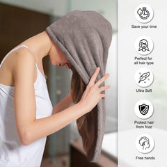 Sassoon Venir Microfiber Hair Wrap Towel 450 Gsm | For Women With Smooth Texture Super Absorbent Quick Dry Hair Turban (Sandstone)