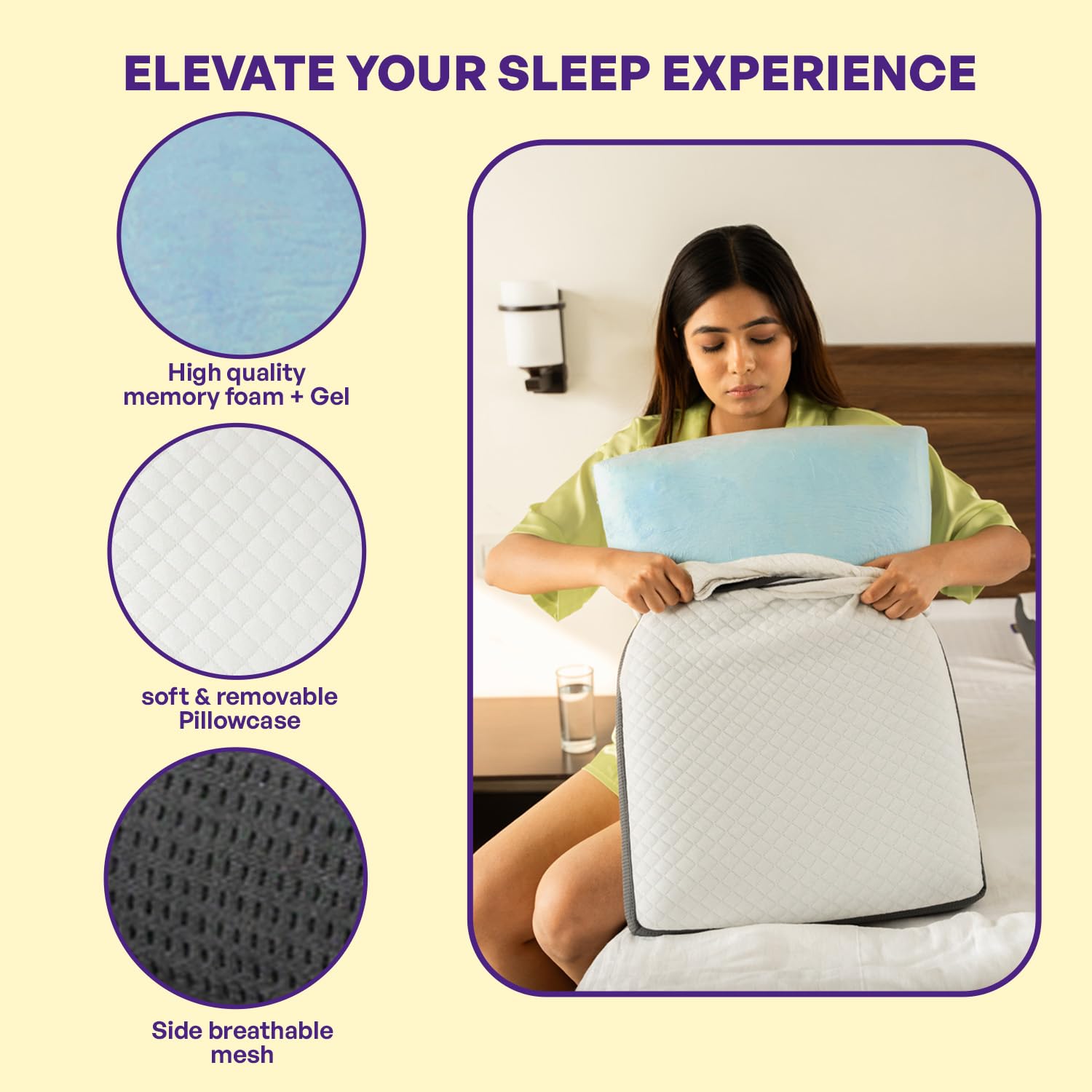 Cooling Gel Memory Foam Pillows For Sleeping, For Pain Relief, White, Size - King | Orthopedic Pillow For Neck & Back, Shoulder Pain Relief, Ergonomic Cooling Gel Pillow - Regular Use