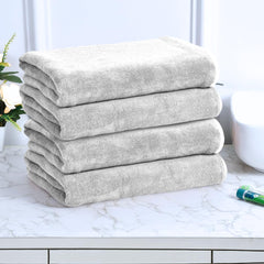 Black Gold The Finer Touch Premium Microfiber Bath Towel 1800 Gsm | Ultra Soft & Absorbent Quick Dry Towel Lightweight Microfiber Bath Towel (White) - Pack Of 4