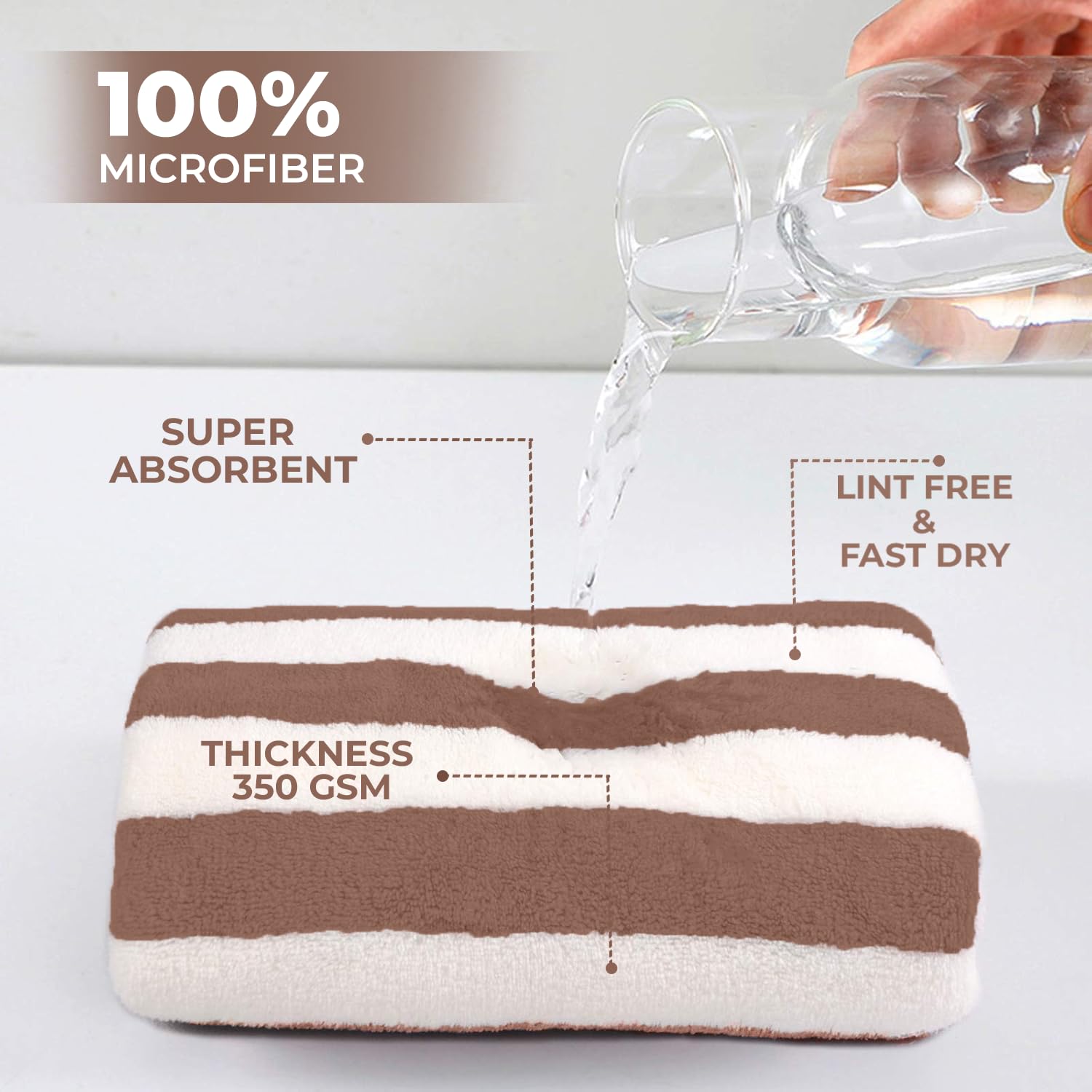 Maxoshine Microfiber Towels For Bath Large Size-Super Soft Coral Fleece Bathing Towel With Hook Quick Dry Super Absorbent-Bath Towel (Grey/Peach/Brown, Pack Of 3)