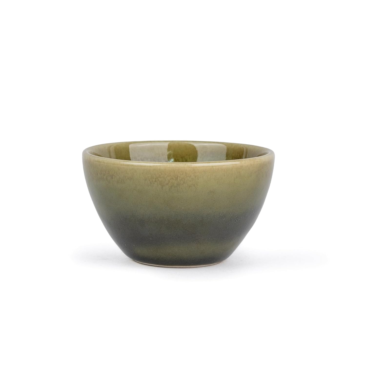 Ceramic Veg Bowls Set Of 6 For Dinner - 220ml Each, Mehndi Ombre | Katori Set - Ceramic Bowls Set | Dessert Bowl Set With Glossy Finish - Ice Cream Bowls