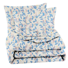 Double Bedsheet 1 Comforter 2 Pillow Covers - 90 X 100 Inches, Beige & Light Blue, 4 Pcs Bedding Set | Cotton Summer Ac Comforter Set King Size Double Bed