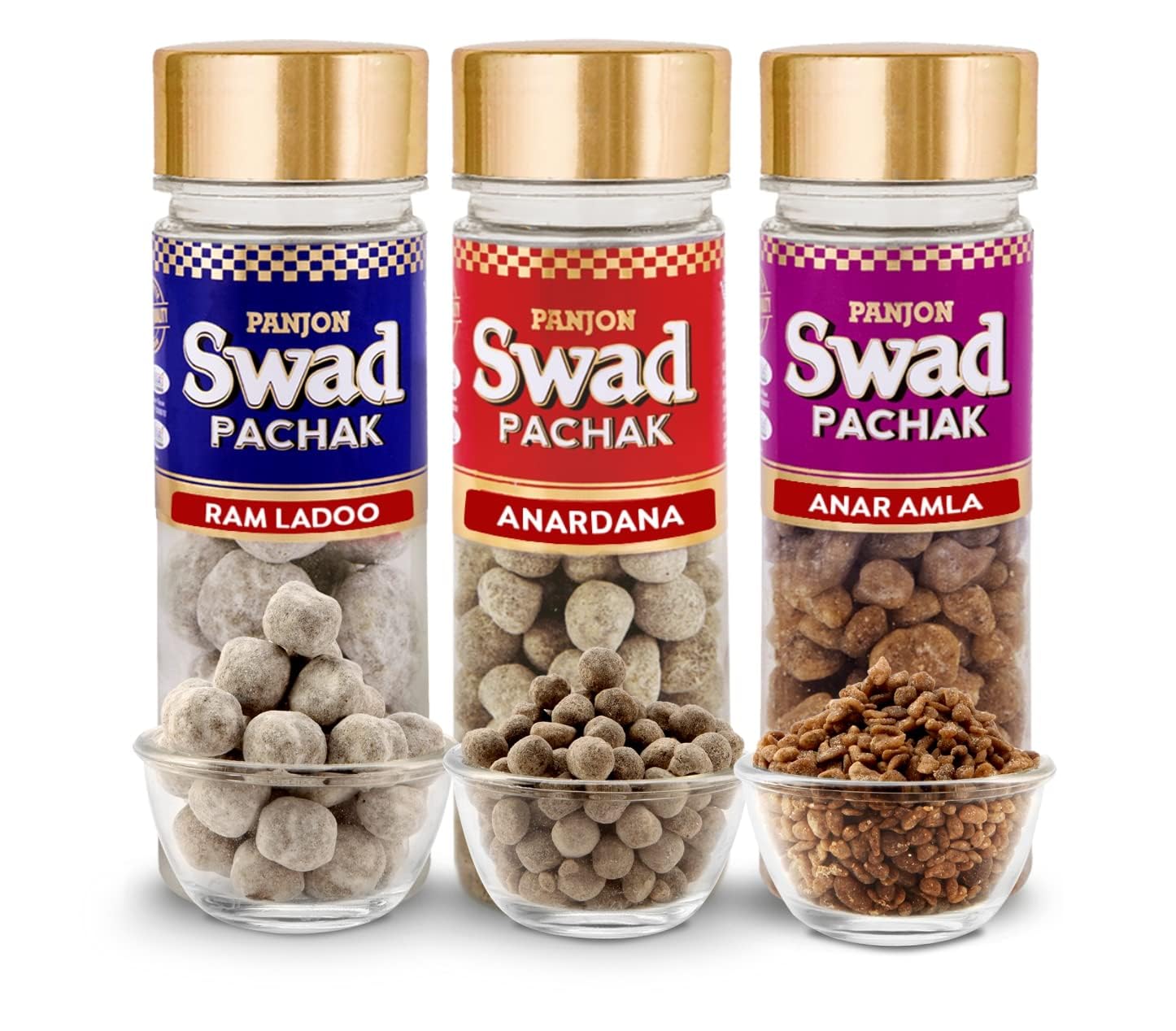 Panjon Swad Imli Ram Ladoo, Hing Peda & Anar Amla Candy 1110gm, (370gm *3 Bottles)