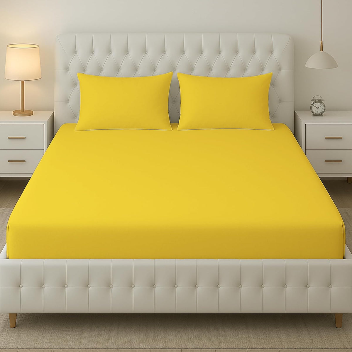 Plain Solid Yellow Bedsheet For King Size With 2 Pillow Cover (90 X 95 Inches) | Softer & Durable For All Season | Ideal For Daily Use Home Bedsheet