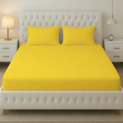 Plain Solid Yellow Bedsheet For King Size With 2 Pillow Cover (90 X 95 Inches) | Softer & Durable For All Season | Ideal For Daily Use Home Bedsheet