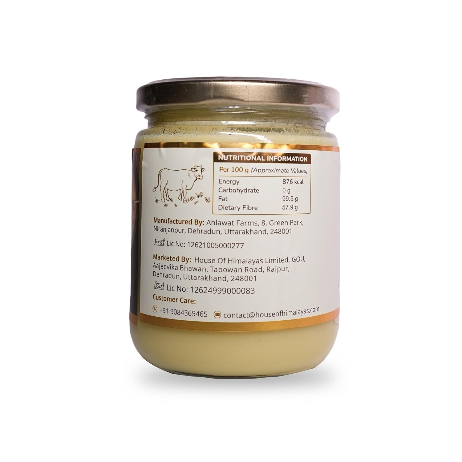 Pure Himalayan A2 Cow Desi Ghee By House Of Himalayas | Rich In Vitamins & Minerals Healthy Cow Desi Ghee Good For Bones Health | (450ml) 15.2 Ounce | Jar Pack