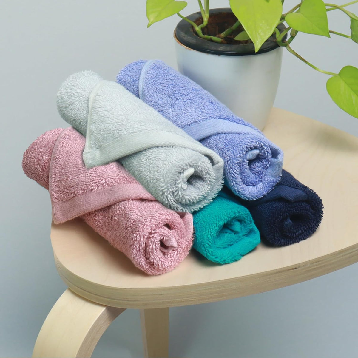 Heelium Bamboo Face Towel 900 Gsm | Ultra Absorbent & Odour-Free 3x Softer Than Cotton Towels | Pack Of 5 -Blue, Teal, Iris, Light Grey & Peach