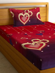 Single Bedsheet With 1 Pillow Cover - 55 X 86 Inches, Red | Normal Hand Wash Or Machine Wash | Breathable & Wrinkle Free