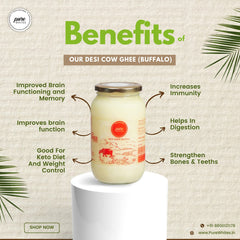 Natural Premium A2 Cow Ghee (1 Litr) 33.8 Ounce & Buffalo Ghee (900ml) 30.4 Ounce By Pure Whites | Homemade Organic & Fresh Ghee Prepared Using Traditional Vedic Bilona Method | Jar Pack