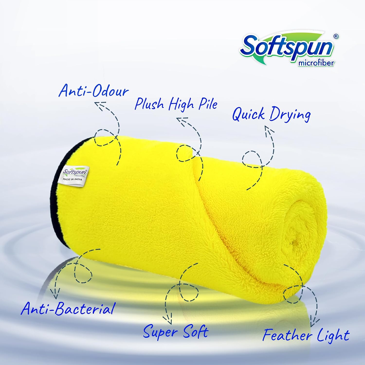 Softspun Microfiber Bath Towel 221 Gsm | Ultra Absorbent Super Soft & Lightweight Quick Drying For Men & Women Daily Use Large Size Towel (Yellow)