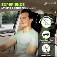 Premium Blue Memory Foam Pillow For Car Comfort & Support, Standard Size, Black | Luxurious Neck Rest For Car Seats To Relieve Neck Pain, Improve Posture & Enhance Driving Experience