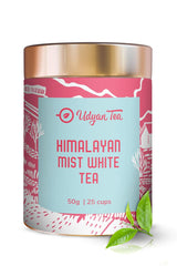 Udyan Tea Himalayan Mist White Tea - 50gm, 1.7 Ounce, 25 Cups | Fresh Loose Leaf White Tea For Healthy Skin - Handcrafted With Sweet Rose & Botanical Notes | Antioxidant Rich, Low Caffeine