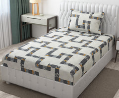 Microfiber Single Bedsheet Set With 1 Pillow Covers (60 X 90 Inches) Grey & Black | Durable & Long-Lasting | 144 Thread Count | Wrinkle Free