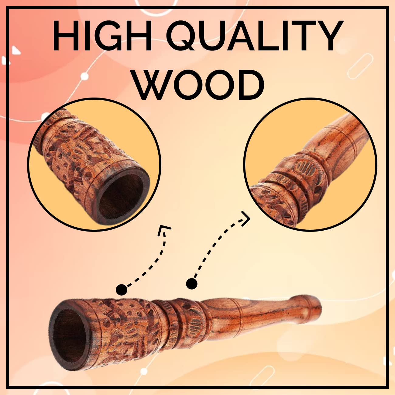 Royal Swag Mughal Style Tobacco Pipe Handmade Shiva Chillum Hookah Smoking Pipe | Durable Hard Wood Material | 15cm X 4 Cm X 2 Diameter Made In India