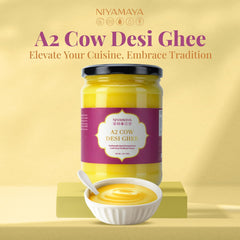 Natural A2 Desi Cow Ghee By Niyamaya | Perfect Aroma & Danedar Cultured Desi Cow Ghee For Weight Management | (500ml) 16.9 Ounce | Jar Pack