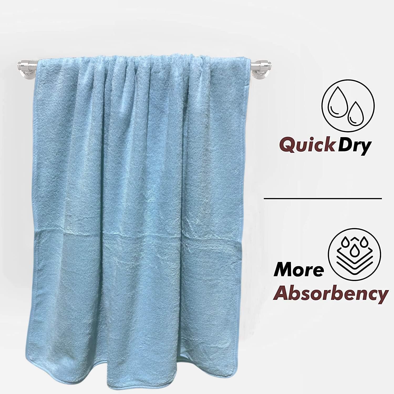Fezora Microfiber Bath Towel 400 Gsm | Men & Women Large Size Ultra Soft, Quick Dry, Lightweight & Super Absorbent Towel (Light Blue)