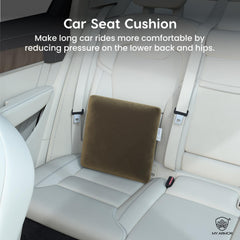 Memory Foam Square Cushion Pillow, For Car, Sofa & Diwan, Bed, Chair, Brown - 14 X 14 X 4 Inch | Highly Durable, Hypoallergenic, Adjustable, Velvet Cover, Multipurpose Use - Pack Of 2