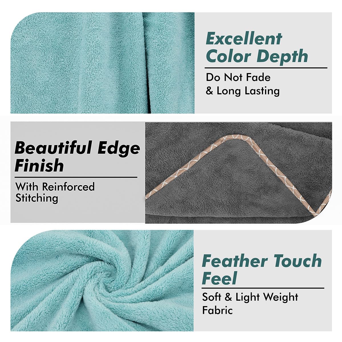 Urbanleaf Microfiber Large Bath Towel Quick Dry Super Absorbent Bath Towel | Towel For Bath, Travel, Gym, Beach, Pool & Yoga (Grey & Green)
