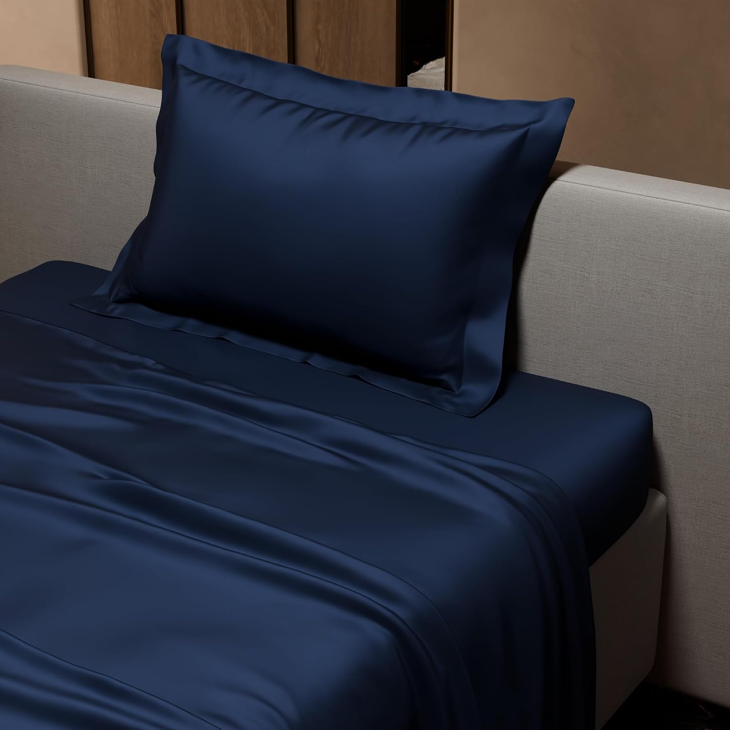 Single Bedsheet With 1 Pillow Cover - 60 X 90 Inches, Mystique Blue | Premium Bedding Set, Home Decor, Wedding Gift For Couples, Housewarming, Anniversary