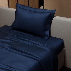 Single Bedsheet With 1 Pillow Cover - 60 X 90 Inches, Mystique Blue | Premium Bedding Set, Home Decor, Wedding Gift For Couples, Housewarming, Anniversary