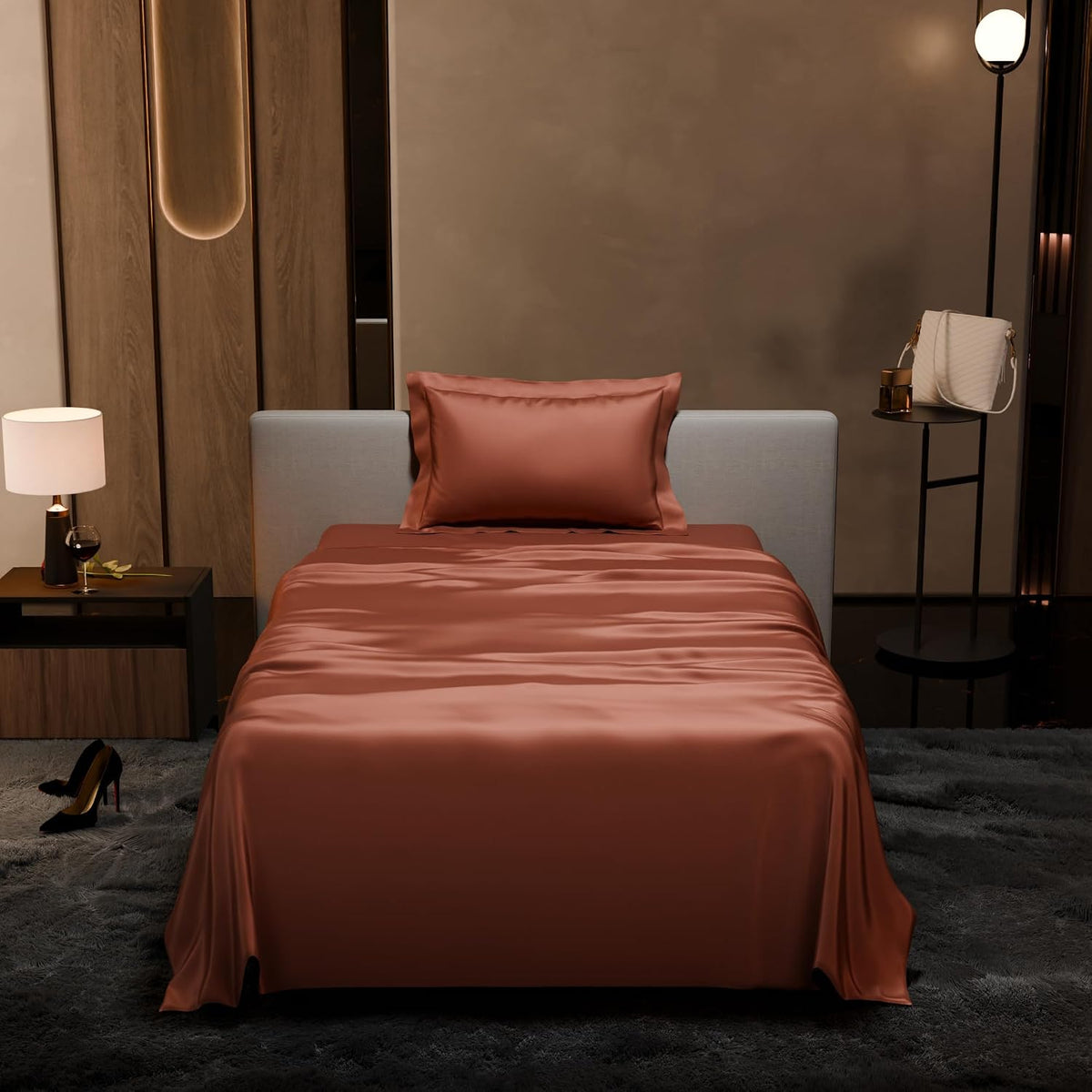 Single Bedsheet With 1 Pillow Cover - 60 X 90 Inches, Brown | Premium Bedding Set, Home Decor, Wedding Gift For Couples, Housewarming, Anniversary