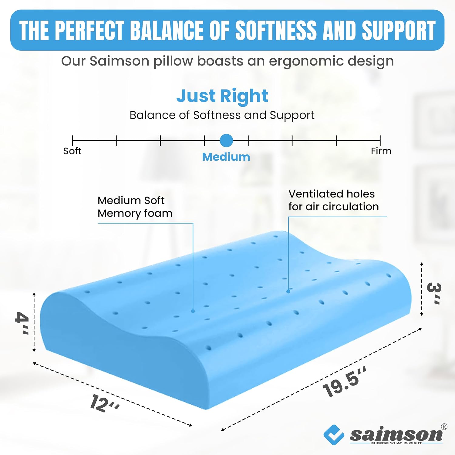 Contour Cervical Memory Foam Pillow, Orthopedic Pillow For Pain Relief, Grey - 12 X 20 Inch | Pillow For Neck & Shoulder Pain | Cervical Pillow For Neck Pain & Spinal Alignment - Pack Of 2