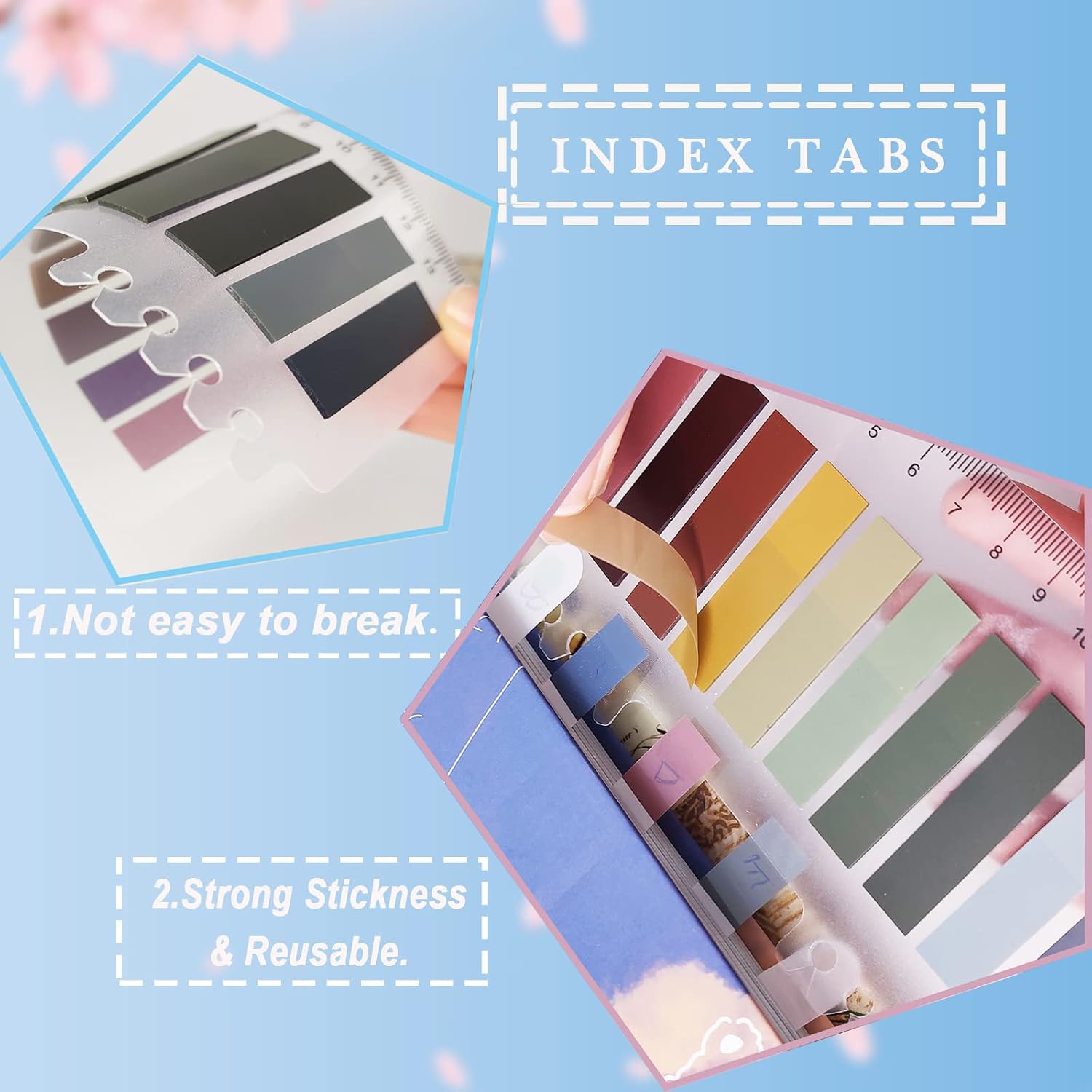 6 Sheets Sticky Index Tabs, Page Markers, Writable Page Sticky Notes With Ruler - 1200 Pcs