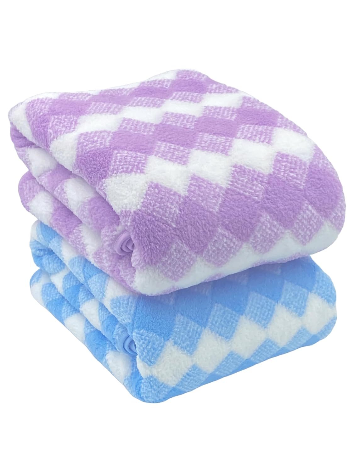 Patpug Coral Microfiber Ultrasoft Comfortable Highly Absorbent Quick Drying Large Bath Towel 700 Gsm (Diamond Purple & Blue)- Pack Of 2