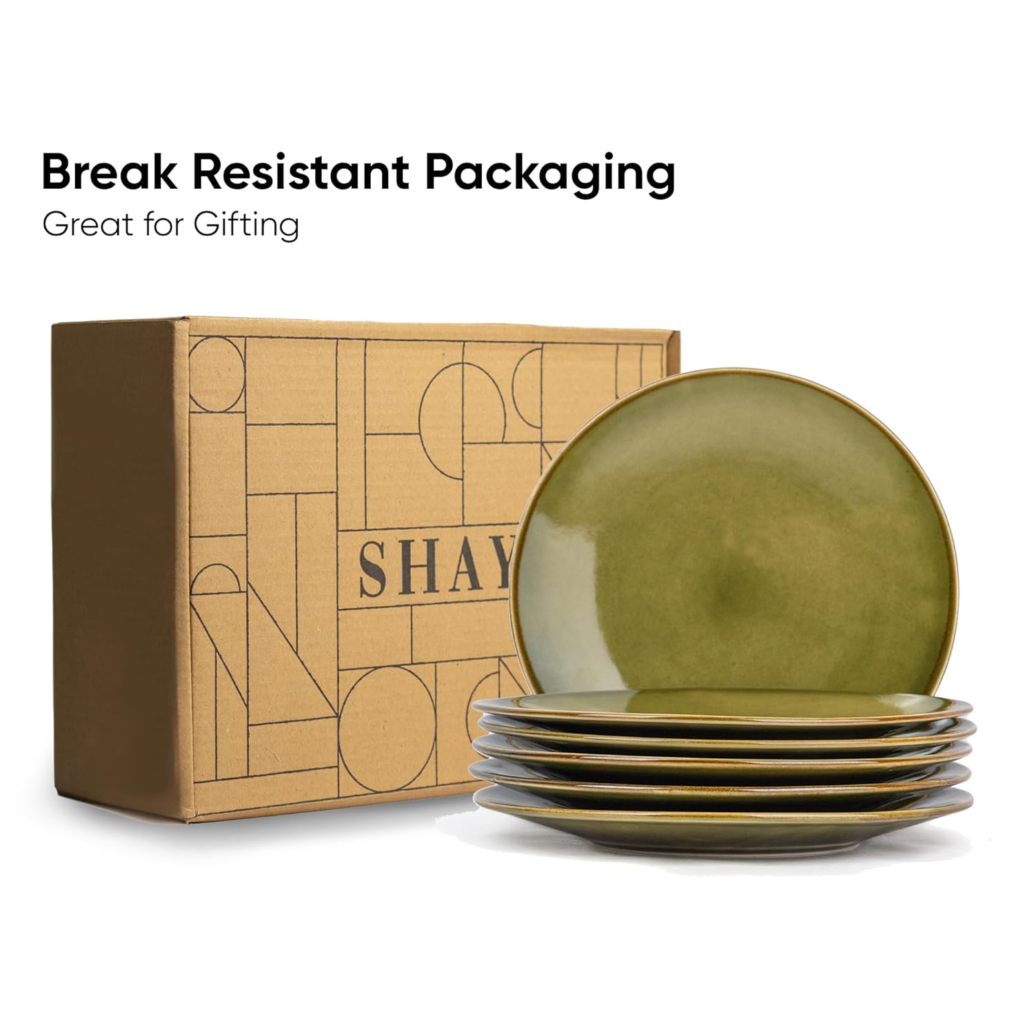 Ceramic Dinner Plates Set Of 6 Pieces, Mehndi Ombre | Ceramic Plates Set - Glossy Finish Plate Set | Premium Stoneware Ceramic Dinner Plates - Microwave Safe & Chip Resistant