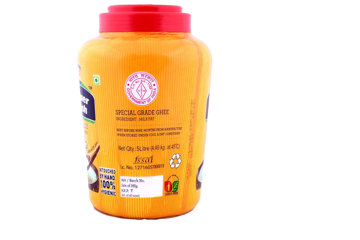 Pure Agmark Cow Ghee By Farmer Fresh | Highly Nutritious & Healthy Cow Desi Ghee Good For Heart Health | (5 Litr) 169.0 Ounce | Jar Pack
