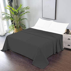 Single Bedsheets Size - 60 X 90 Inches, Dark Grey | 750 Thread Count Sateen Finish Luxuries - Ideal For Guest Room, Hotel Quality | 1 Piece Bed Sheet