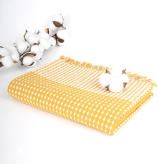 Thirsty Towel Cotton Honey Comb Bath Towel 250 Gsm | Quick Dry Lightweight | High Absorbent Travel-Friendly (Honey Yellow)