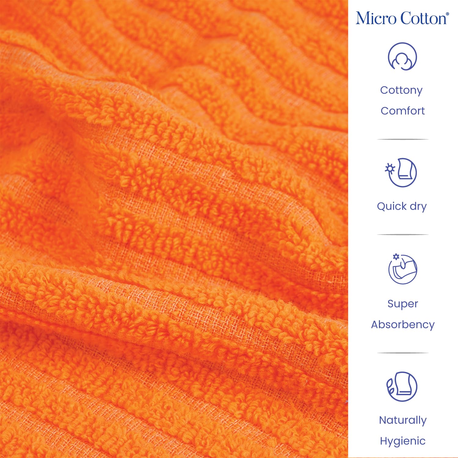 Micro Cotton Versa Craft Bath Towel 500 Gsm | Soft, Quick Drying Cotton Large Size Bath Towel (Orange)