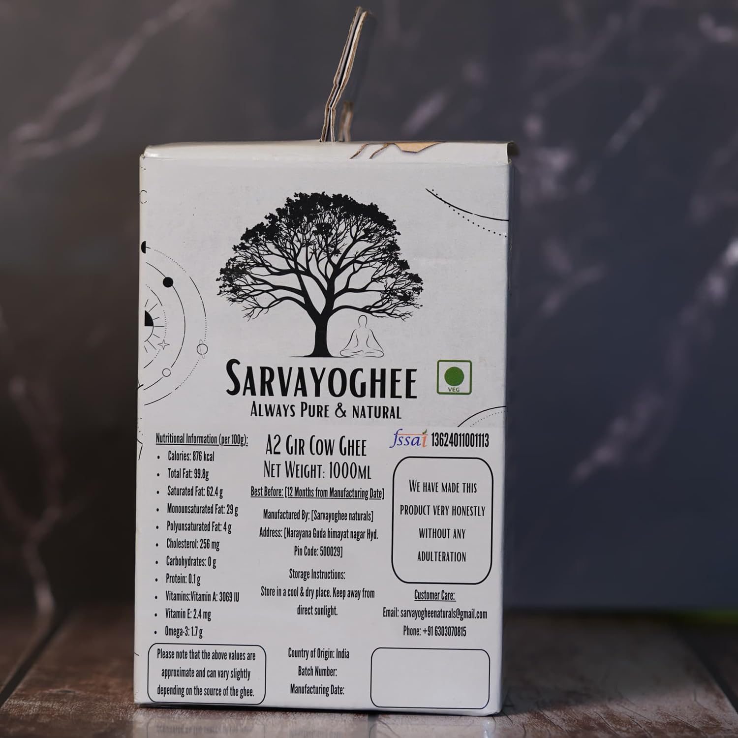 Natural A2 Gir Cow Ghee By Sarvayoghee | Pure & Healthy Traditional Bilona Method Cow Ghee For Cooking | (500ml) 16.9 Ounce | Jar Pack