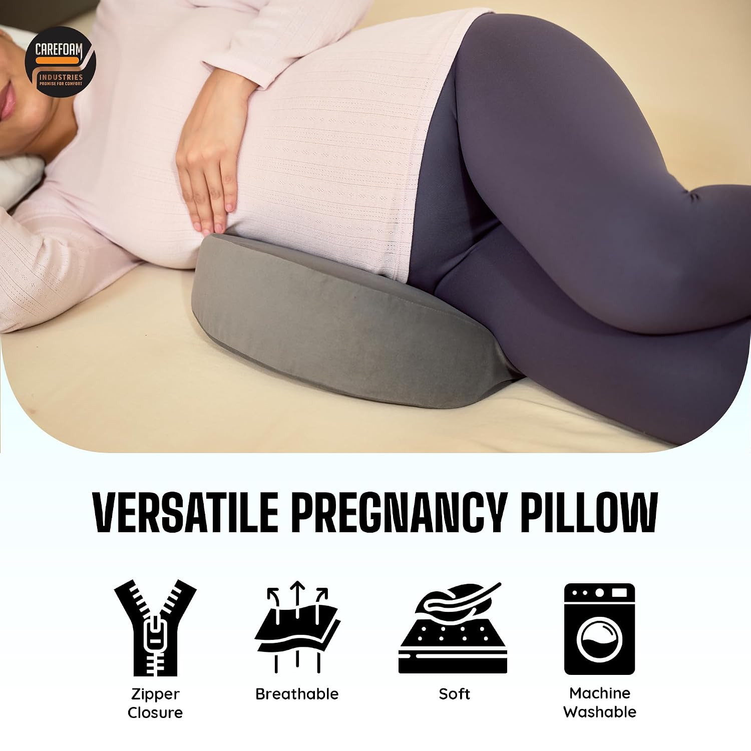 C Shape Full Body Pillow, Pregnancy Pillows For Sleeping, Half Moon, Dark Grey | Maternity Pillows For Back, Hips, Legs, Belly | For Pregnant Women With Removable, Washable Velvet Cover