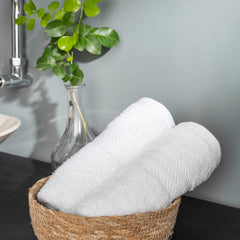 Ddecor Cotton Hand Towel 500 Gsm - Pack Of 2 (White)