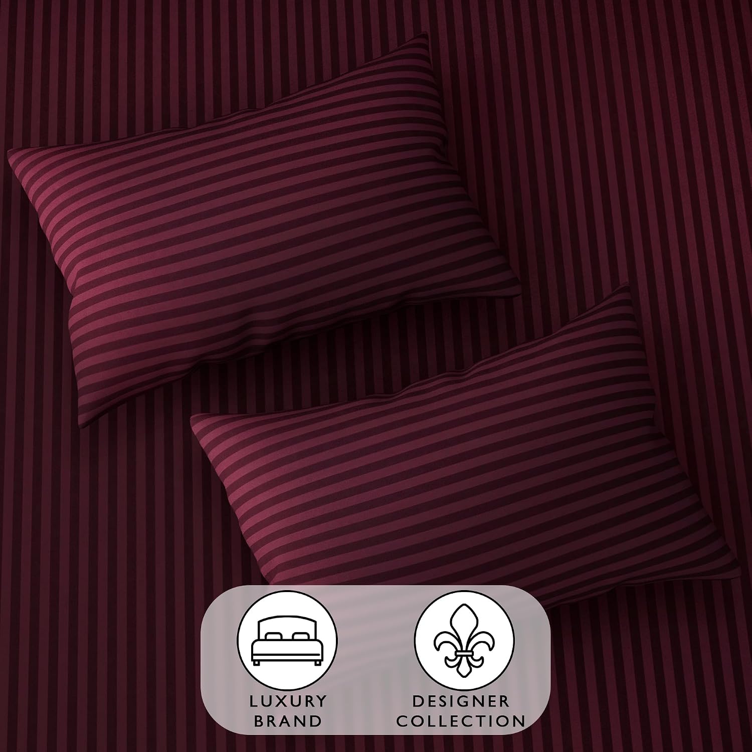 Stripes King Size Cotton Bedsheet With 2 Pillow Covers - 86 X 94 Inches, Maroon | Perfect For Home Decor, Guest House | Ideal For All Seasons