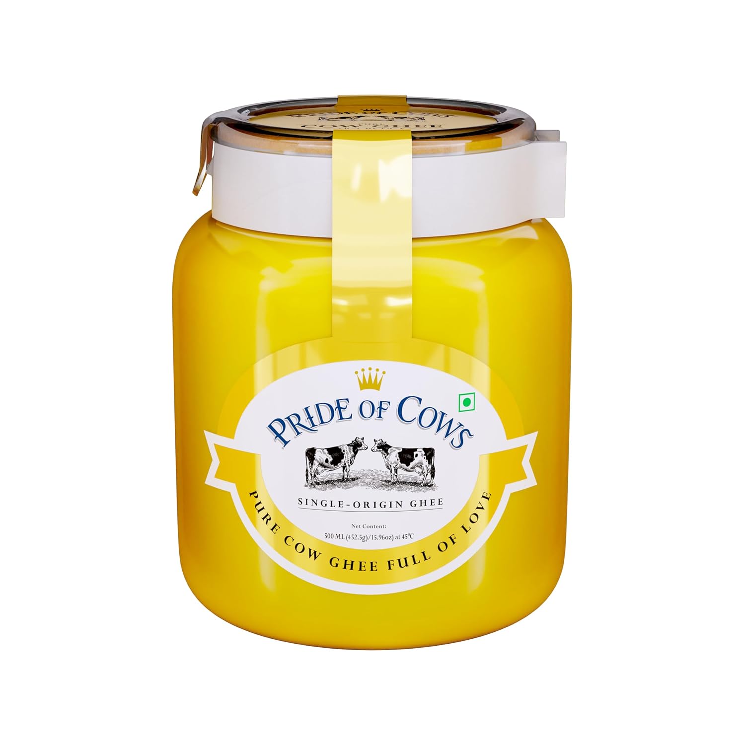 Premium Desi Cow Ghee By Pride Of Cows | High In Vitamins A, D & Healthy Desi Ghee Good For Laddus | (500ml) 16.9 Ounce | Jar Pack