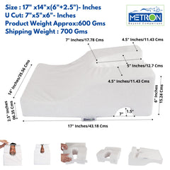 Face Down Pillow For Sleeping, Lying Face Down For Massage Post Surgery, White | Reduce Pressure & Corrects Spine Position | | Flat Side For Men & Cut Designed Side For Women, Washable Pillow