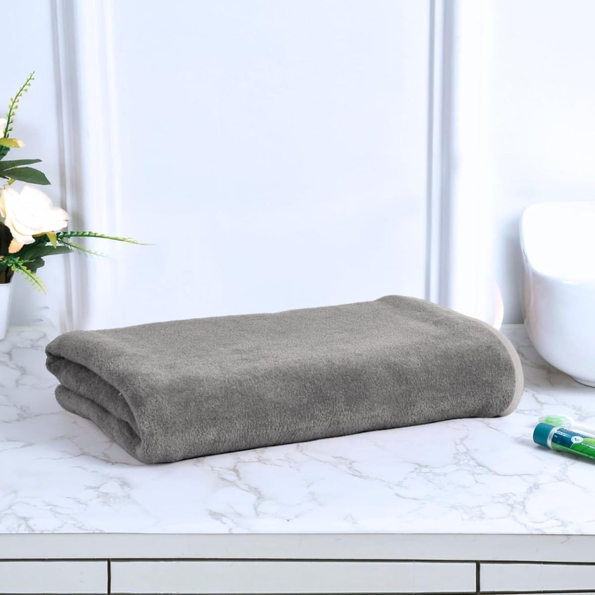 Black Gold The Finer Touch Premium Microfiber Bath Towel 400 Gsm | Ultra Soft & Absorbent Quick Dry Towel Lightweight Microfiber Bath Towel (Grey) - Pack Of 1