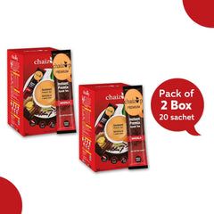 Chaizup Premium 1 Min Instant Masala Tea Premix - Pack Of 2 X 140gm, 4.9 Ounce Each, 20 Sachets | Just Add Hot Water - Assam Masala Chai Powder | Low Caffeine, No Added Color - Home Like Tea