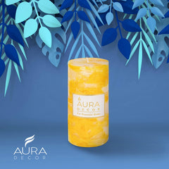 VANILLA CHUNK HIGHLY FRAGRANCE PILLAR CANDLE 6 INCH | 65 HOURS HOME DECOR CANDLE