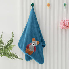Maxoshine Microfiber Kids Bath Towels 300 Gsm | Quick Drying Towels For Unisex Kids-Teddy Bear Print Baby Towel For Boys & Girls (Blue)