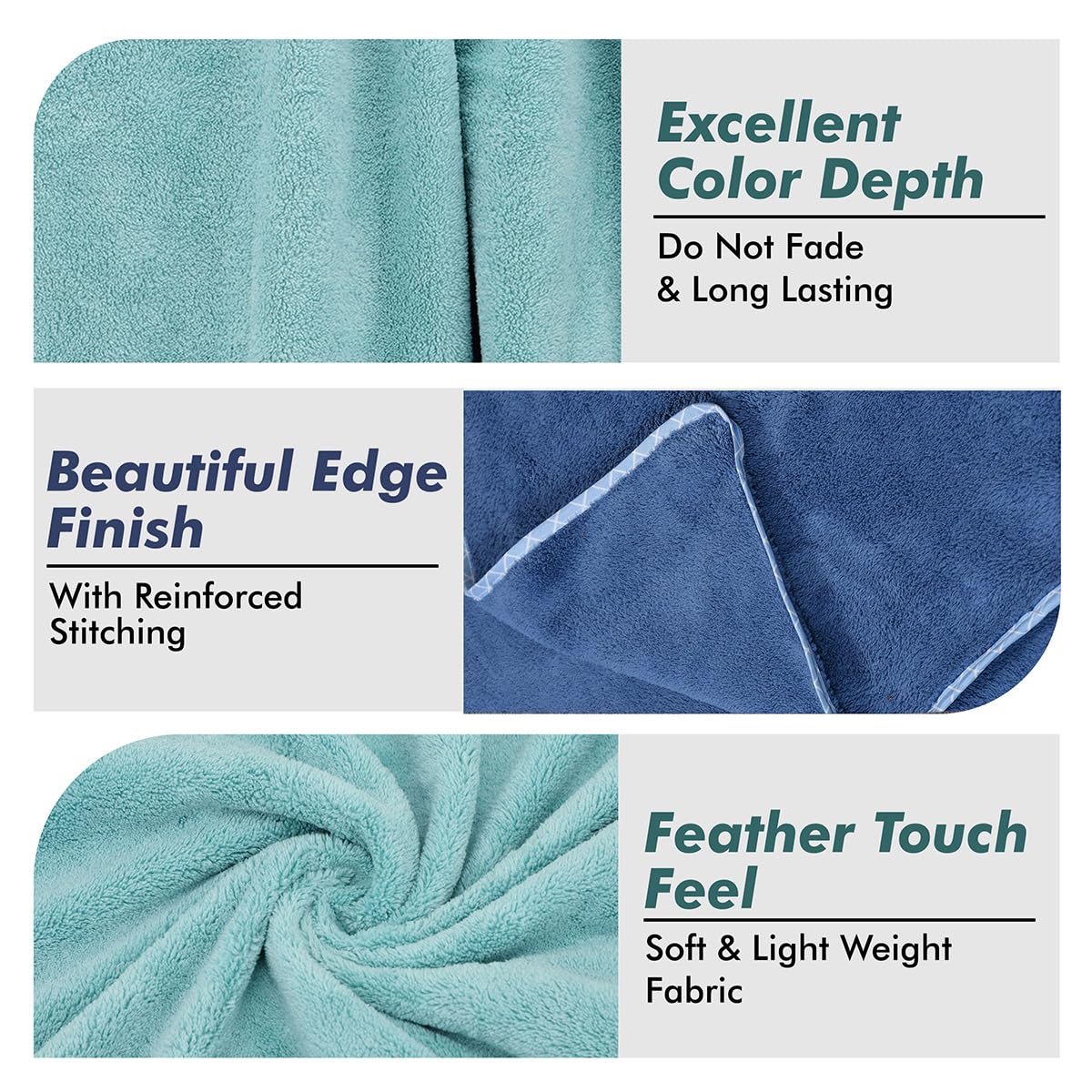 Urbanleaf Microfiber Large Bath Towel Quick Dry Super Absorbent Bath Towel | Towel For Bath, Travel, Gym, Beach, Pool & Yoga (Navy Blue & Green)