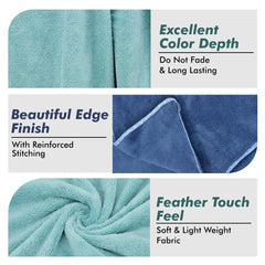 Urbanleaf Microfiber Large Bath Towel Quick Dry Super Absorbent Bath Towel | Towel For Bath, Travel, Gym, Beach, Pool & Yoga (Navy Blue & Green)