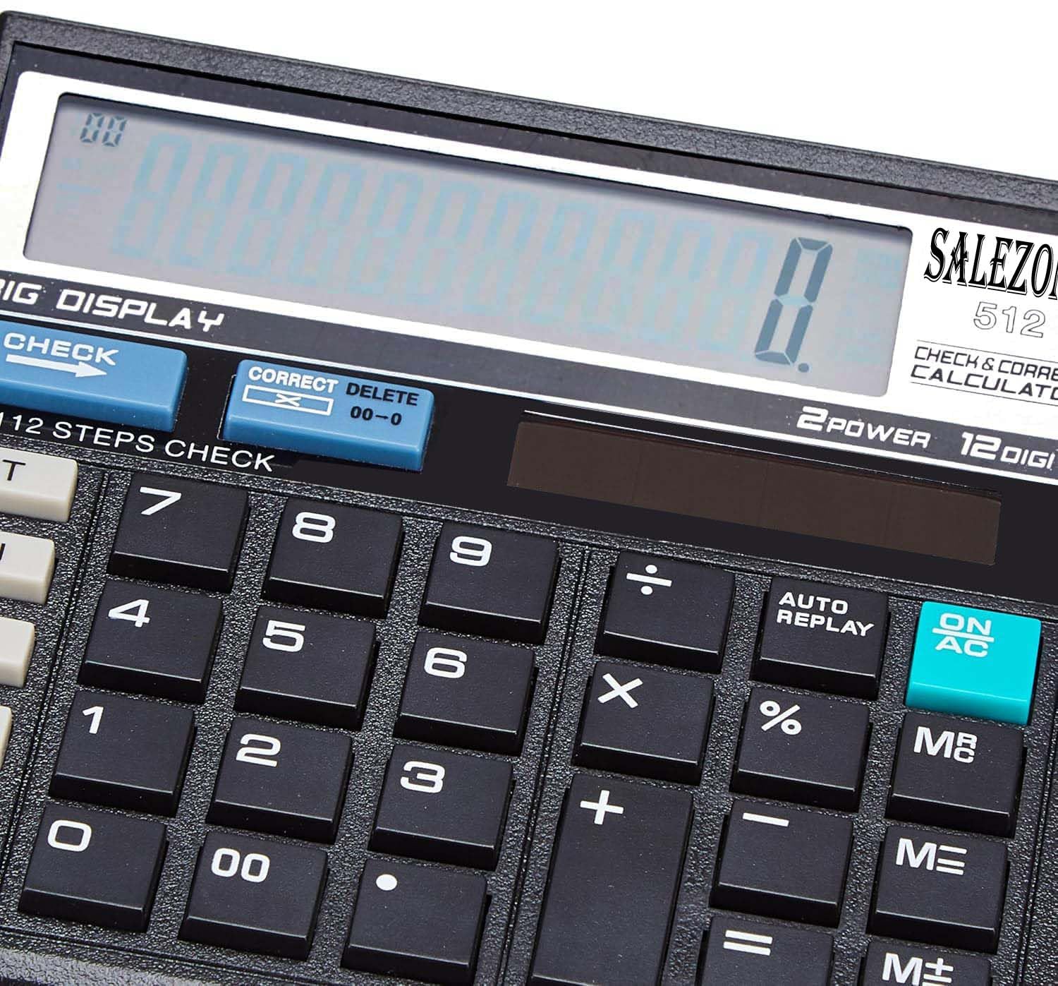 Salezone® 12 Digit Calculator With 120 Steps Check Function And Special Buttons For Grand Total (GT), Mark Up (MU) Check And Correct Function Desktop Calculator (3 Years Warranty)