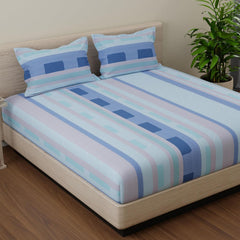 Queen Size Bedsheet With 2 Pillow Covers - 88 X 96 Inches, Pink & Blue | Ideal For House, Guest House, Hotel | Soft & Comfortable Sleep Experience