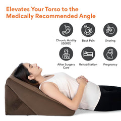Memory Foam Bed Wedge Pillow For Sleeping, Wedge Pillow, Brown - Standard Size - 22 X 22 X 12 Inch | Wedge Pillow For Back Support, Acid Reflux, Snoring, Pregnancy, Adjustable Pillow